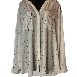 Women's A.N.A White Star Print Button Up Top Size XXL